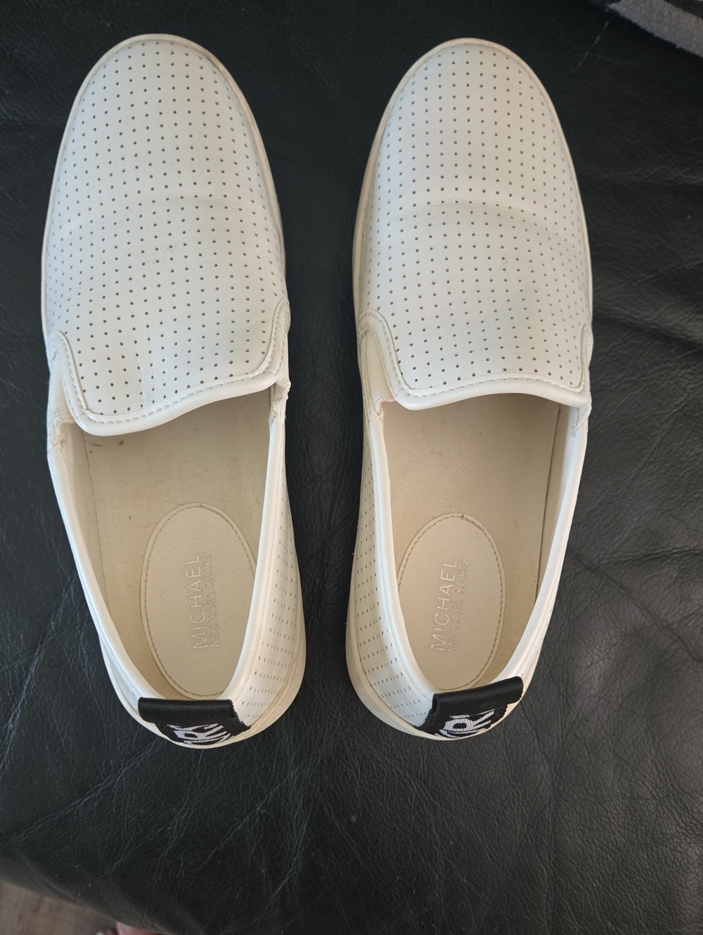 Michael Kors Women’s White Perforated Slip-On Loafers